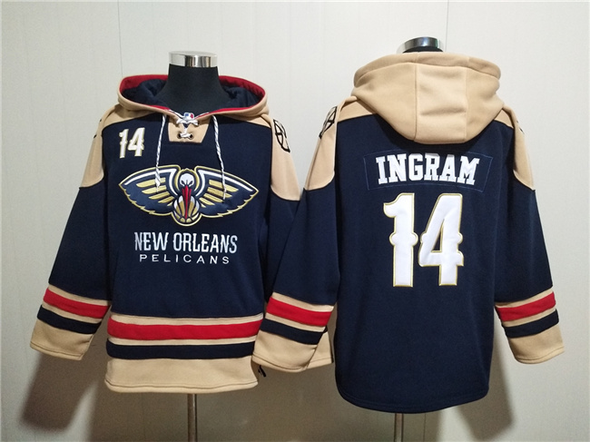 Men's Navy New Orleans Pelicans #14 Brandon Ingram Ageless Must-Have Lace-Up Pullover Hoodie